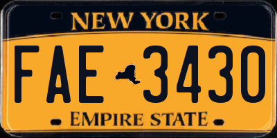 NY license plate FAE3430