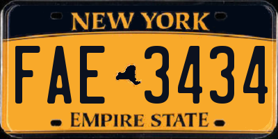 NY license plate FAE3434