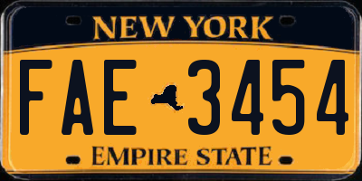 NY license plate FAE3454