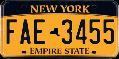 NY license plate FAE3455
