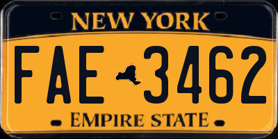 NY license plate FAE3462