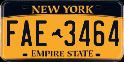 NY license plate FAE3464