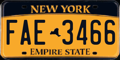 NY license plate FAE3466