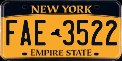 NY license plate FAE3522