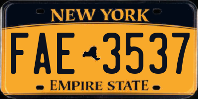 NY license plate FAE3537