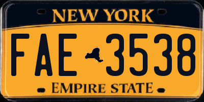 NY license plate FAE3538