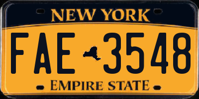 NY license plate FAE3548