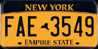 NY license plate FAE3549