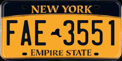 NY license plate FAE3551