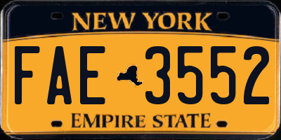 NY license plate FAE3552