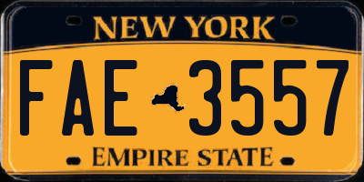 NY license plate FAE3557