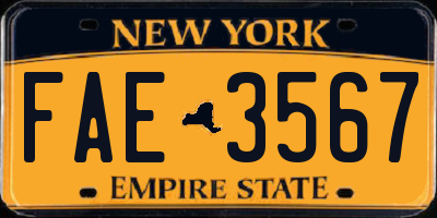 NY license plate FAE3567