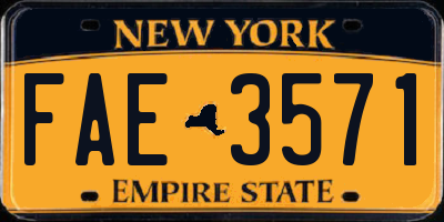 NY license plate FAE3571