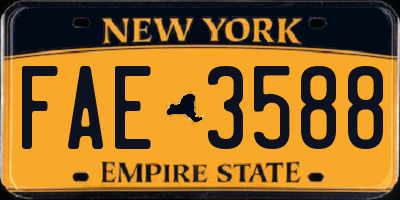 NY license plate FAE3588