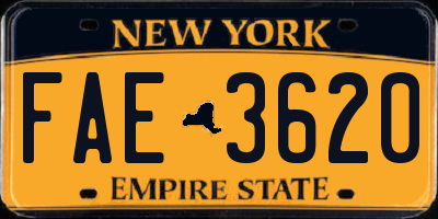 NY license plate FAE3620
