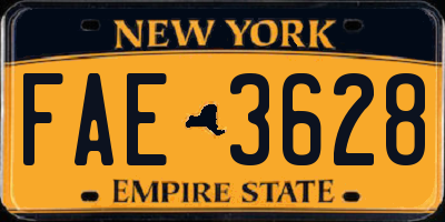 NY license plate FAE3628