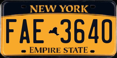 NY license plate FAE3640