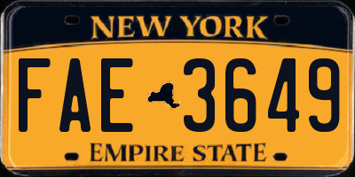 NY license plate FAE3649