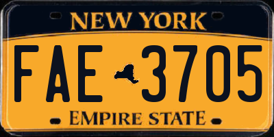 NY license plate FAE3705