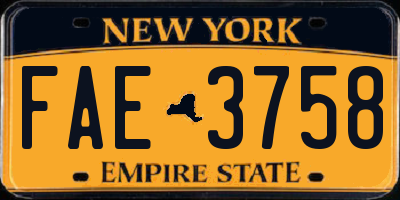 NY license plate FAE3758