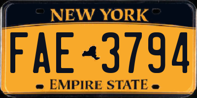 NY license plate FAE3794