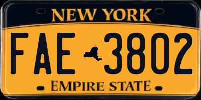 NY license plate FAE3802