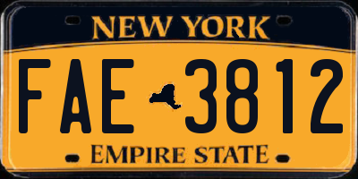 NY license plate FAE3812