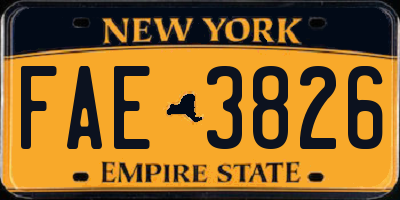 NY license plate FAE3826