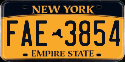 NY license plate FAE3854