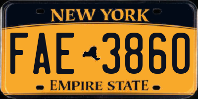NY license plate FAE3860