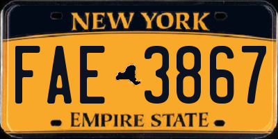 NY license plate FAE3867