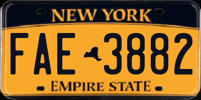 NY license plate FAE3882