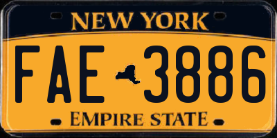 NY license plate FAE3886