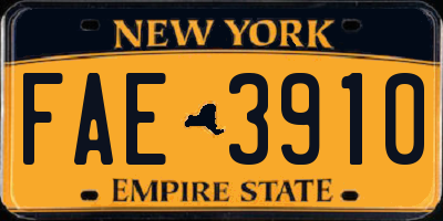 NY license plate FAE3910