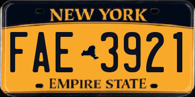 NY license plate FAE3921