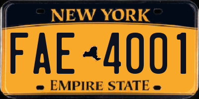 NY license plate FAE4001