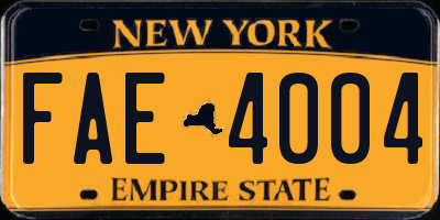NY license plate FAE4004