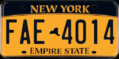 NY license plate FAE4014
