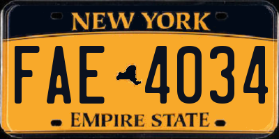 NY license plate FAE4034