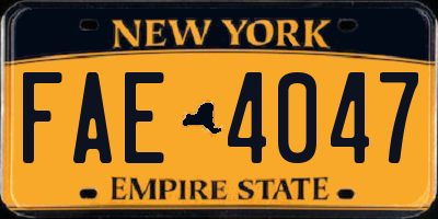 NY license plate FAE4047