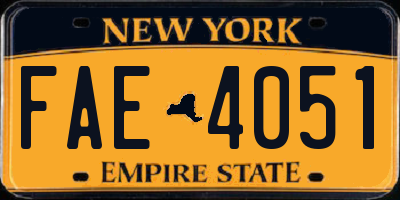 NY license plate FAE4051