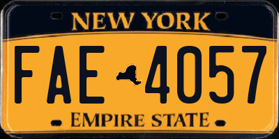 NY license plate FAE4057