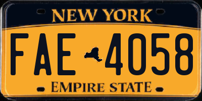 NY license plate FAE4058