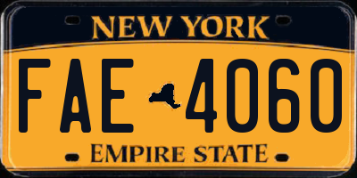 NY license plate FAE4060