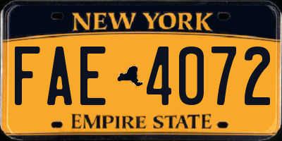 NY license plate FAE4072