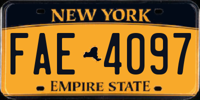 NY license plate FAE4097