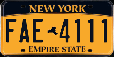 NY license plate FAE4111