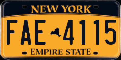 NY license plate FAE4115
