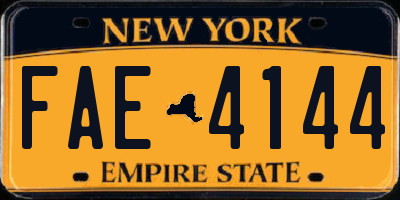 NY license plate FAE4144