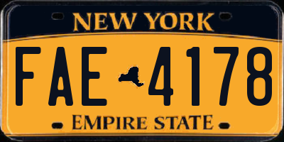 NY license plate FAE4178